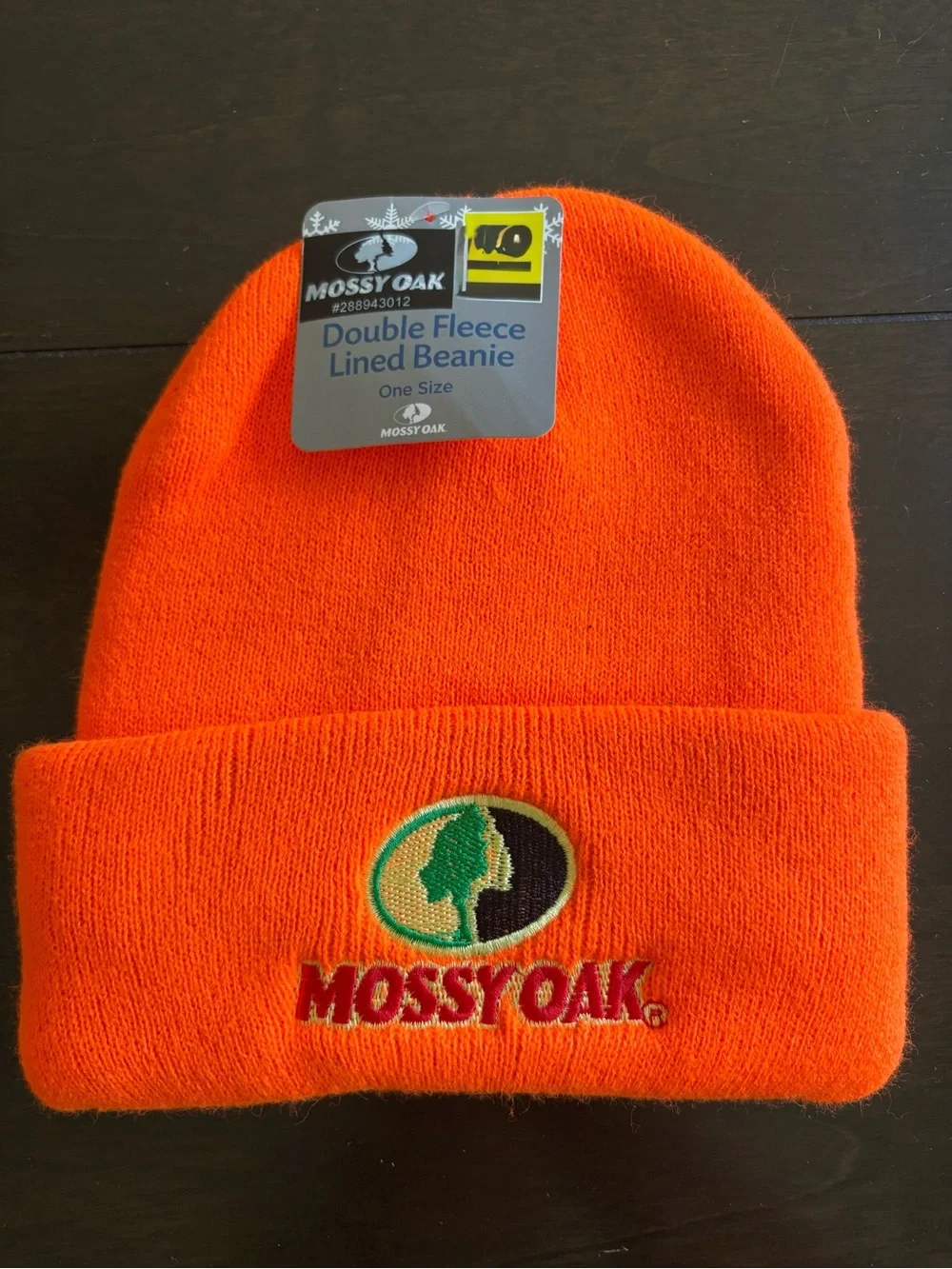 MOSSY OAK Double Fleece Lined Beanie Cap Blaze Orange Hunt